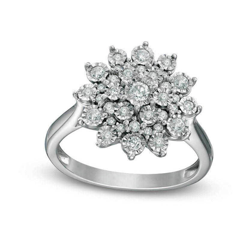 Image of ID 1 Previously Owned - 050 CT TW Natural Diamond Sunburst Ring in Solid 10K White Gold
