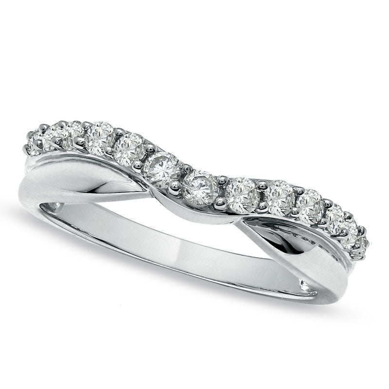 Image of ID 1 Previously Owned - 050 CT TW Natural Diamond Twist Contour Band in Solid 14K White Gold