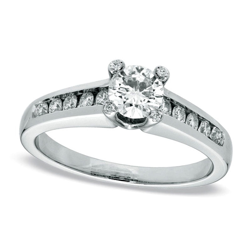 Image of ID 1 Previously Owned - 075 CT TW Natural Diamond Engagement Ring in Solid 14K White Gold