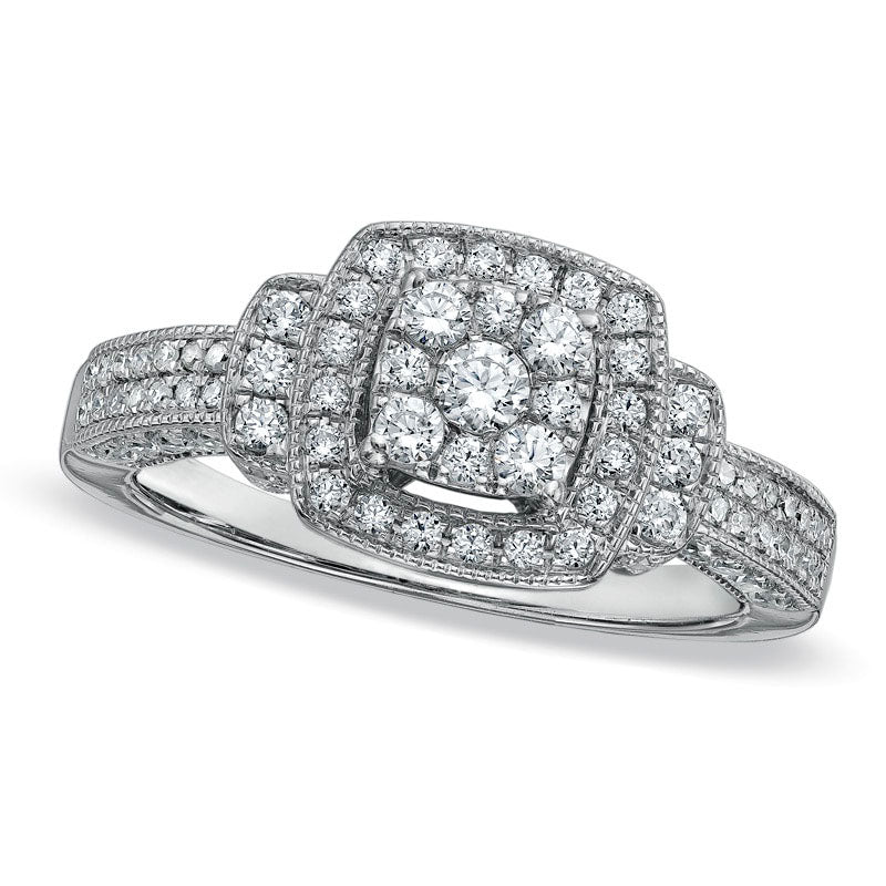Image of ID 1 Previously Owned - 075 CT TW Natural Diamond Frame Ring in Solid 10K White Gold