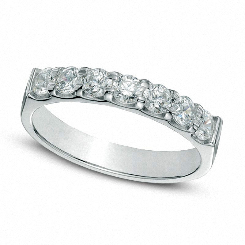 Image of ID 1 Previously Owned - 075 CT TW Natural Diamond Seven Stone Anniversary Band in Solid 14K White Gold (I/SI2)