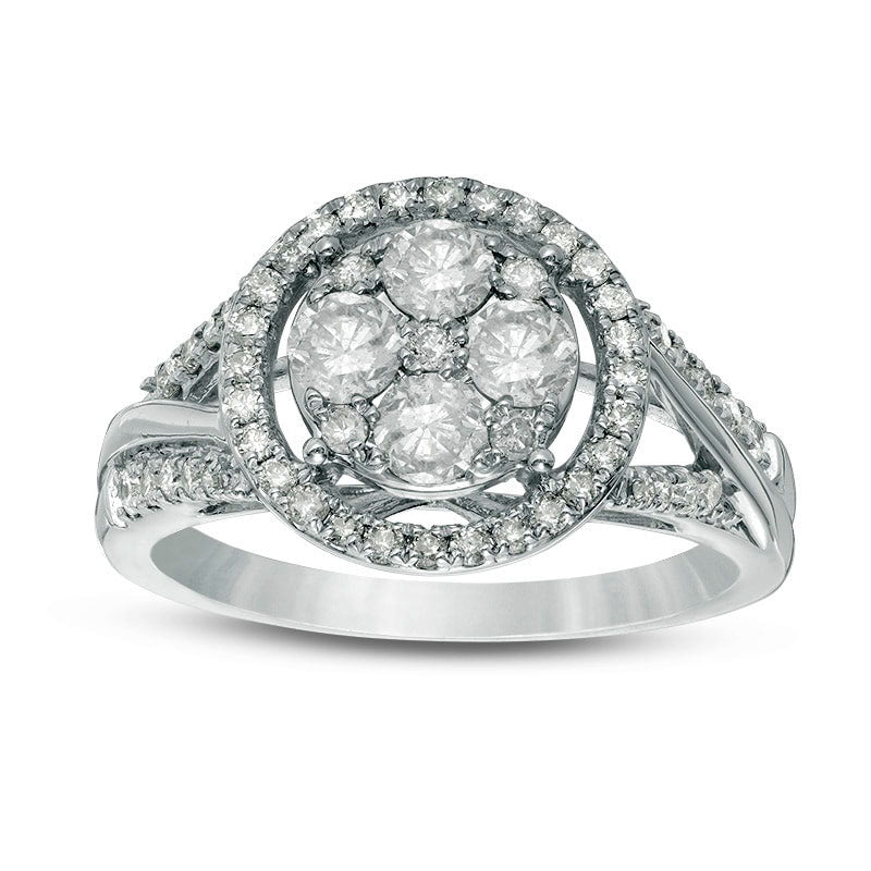 Image of ID 1 Previously Owned - 10 CT TW Composite Natural Diamond Frame Engagement Ring in Solid 10K White Gold