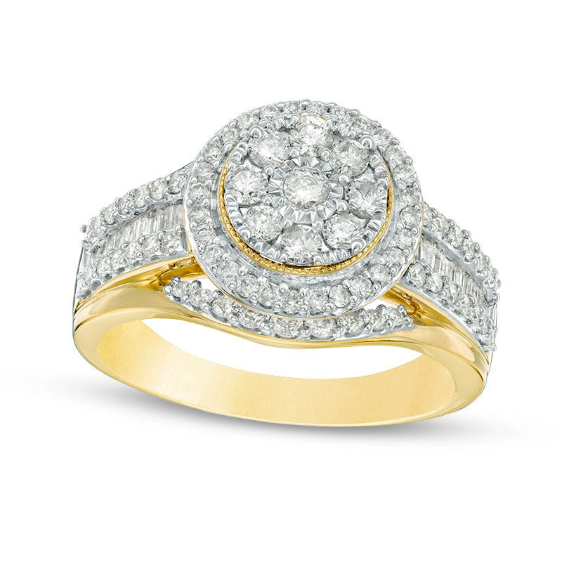 Image of ID 1 Previously Owned - 10 CT TW Composite Natural Diamond Frame Multi-Row Antique Vintage-Style Engagement Ring in Solid 10K Yellow Gold