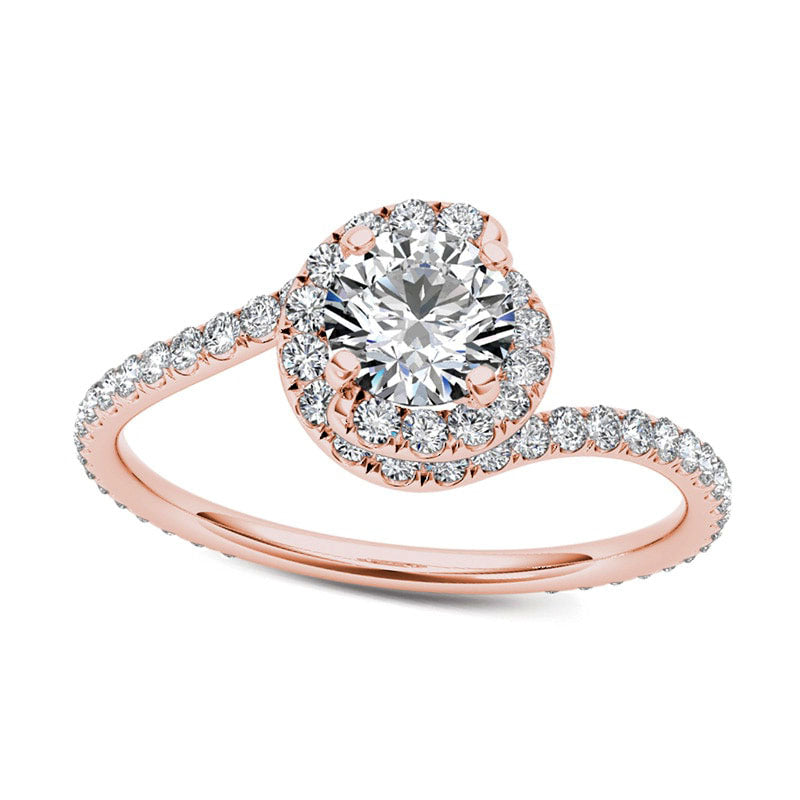 Image of ID 1 Previously Owned - 10 CT TW Natural Diamond Bypass Swirl Engagement Ring in Solid 14K Rose Gold