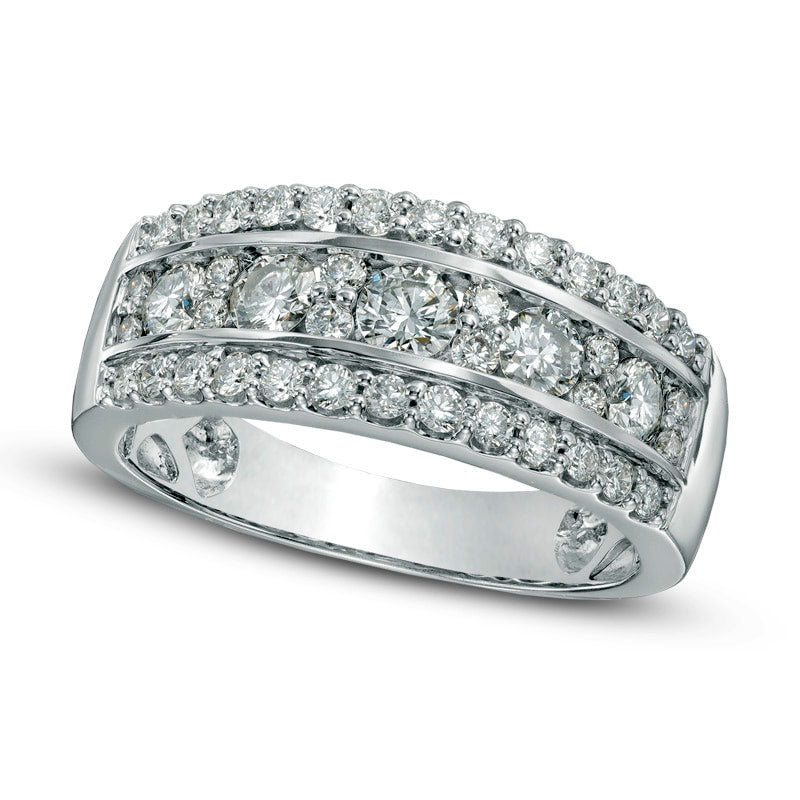 Image of ID 1 Previously Owned - 10 CT TW Natural Diamond Triple Row Anniversary Band in Solid 14K White Gold