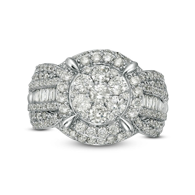 Image of ID 1 Previously Owned - 20 CT TW Composite Natural Diamond Frame Multi-Row Engagement Ring in Solid 10K White Gold