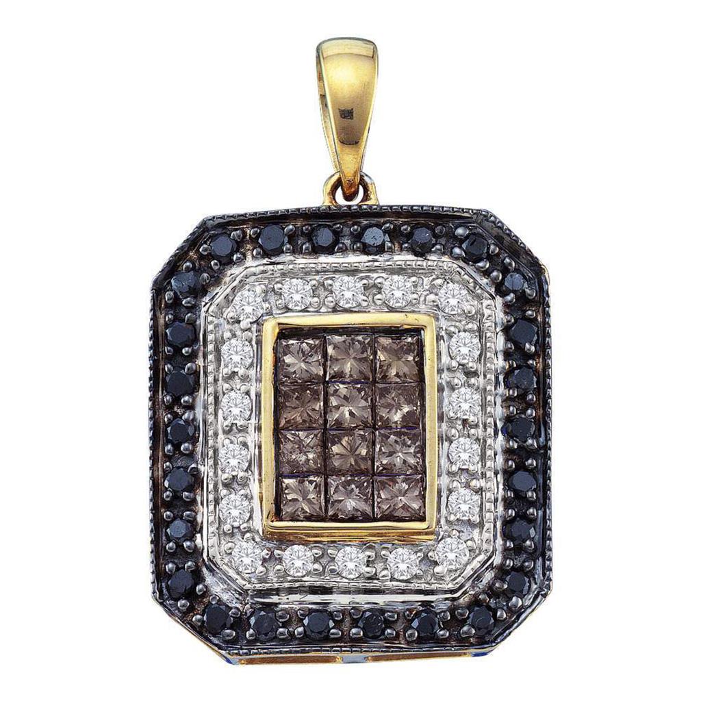 Image of ID 1 Round Black Brown Diamond Rectangle Cluster Pendant 3/4 Cttw