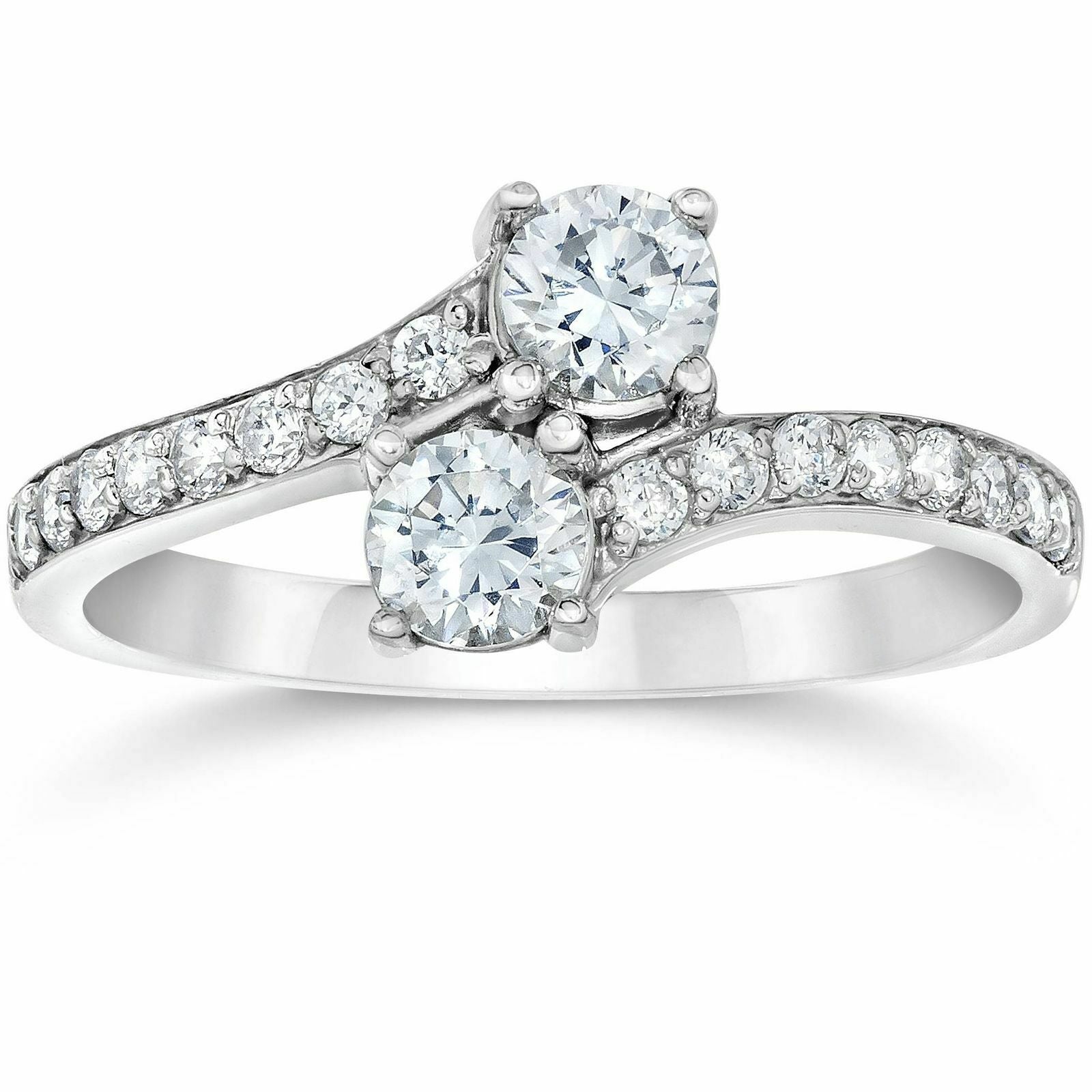 Image of ID 1 SI1/G Forever Us Two Stone Round Diamond 100 Ct Solitaire Ring 14k White Gold