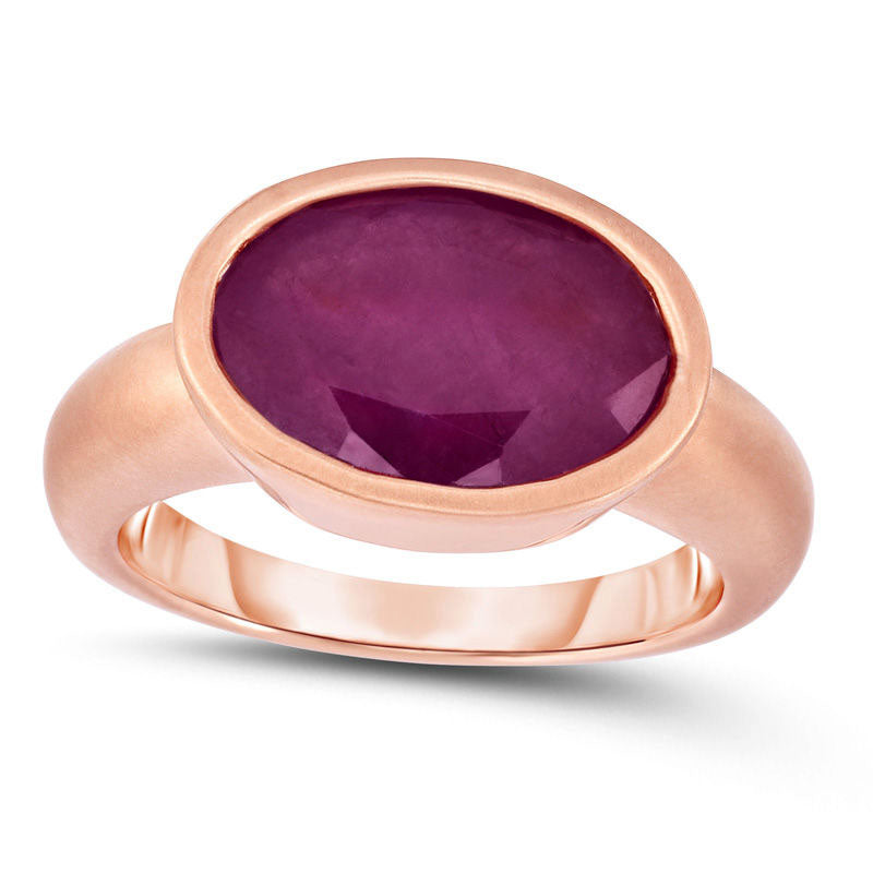 Image of ID 1 Sideways Oval Pink Sapphire Ring in Solid 14K Rose Gold