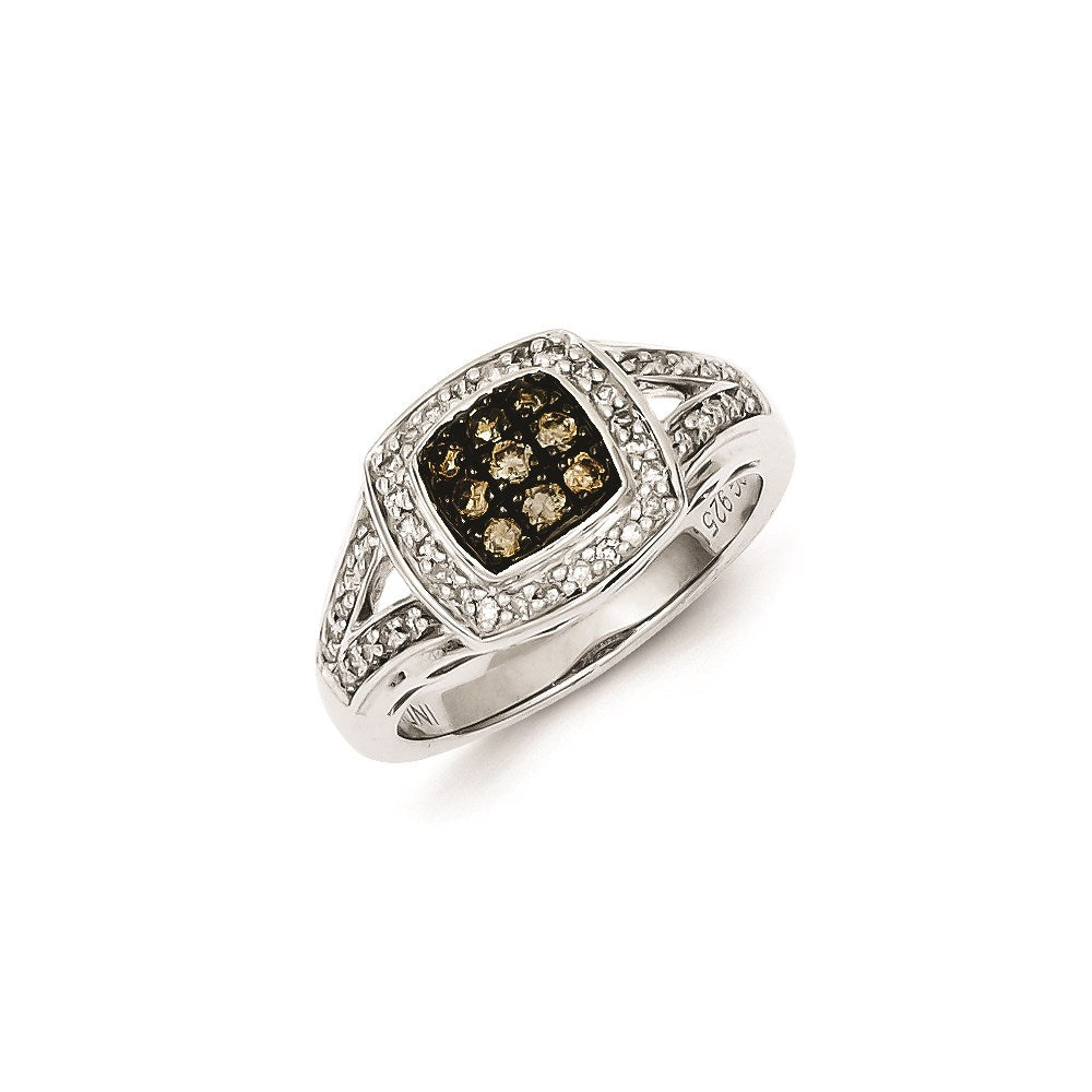 Image of ID 1 Sterling Silver Champagne Diamond Square Ring