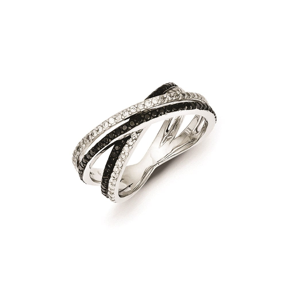 Image of ID 1 Sterling Silver White & Black Diamond Patterned Ring