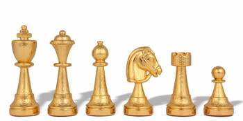 Image of ID 1015583848 Italian Arabesque Staunton Gold & Silver Chess Set with Elm Burl Chess Case