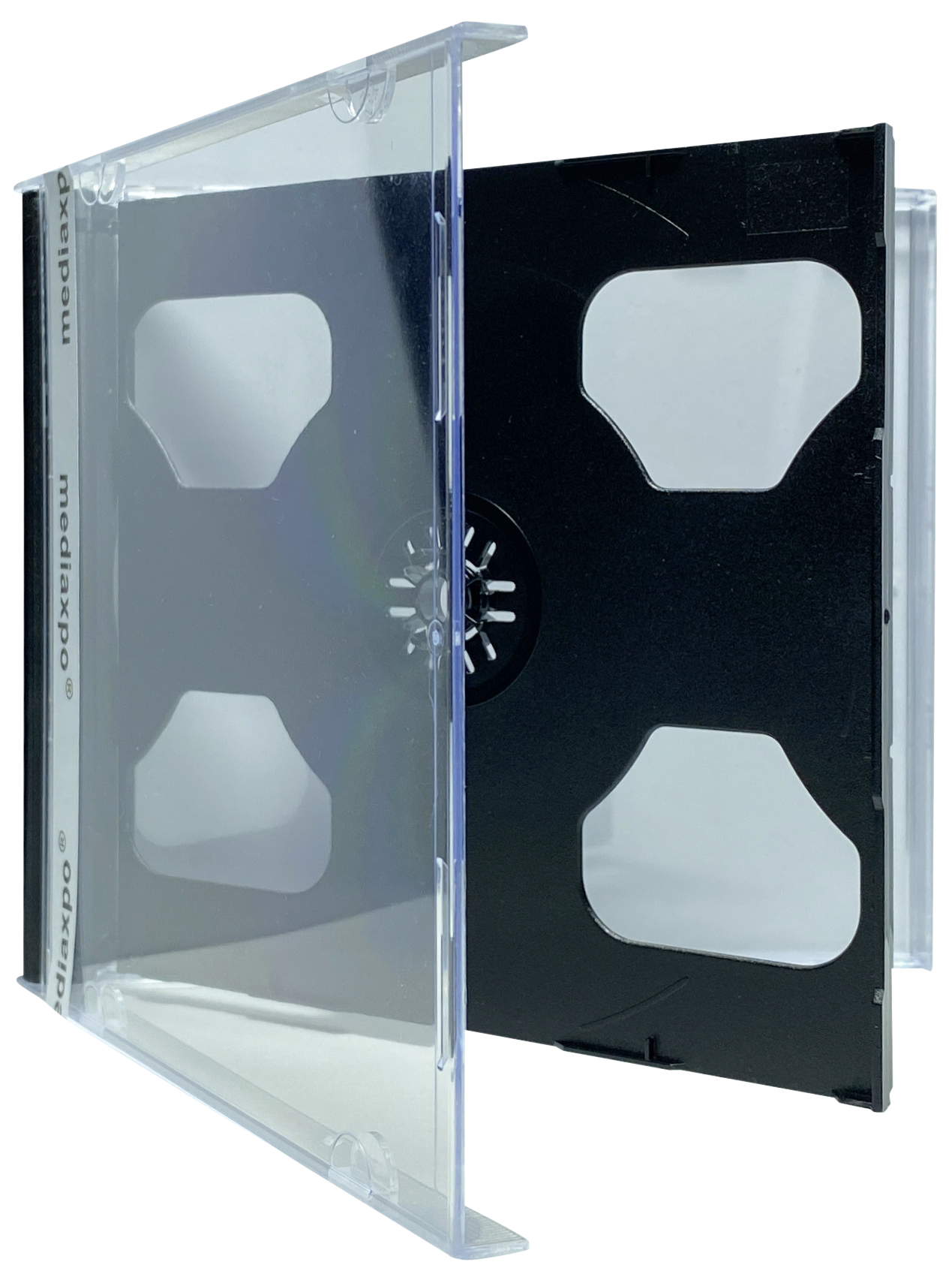 Image of ID 1214259368 1200 STANDARD Black Smart Tray Double CD Jewel Case
