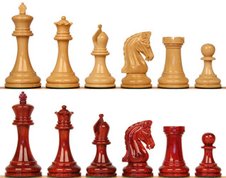 Image of ID 1239266424 Imperial Staunton Chess Set with Padauk & Boxwood Pieces - 375" King