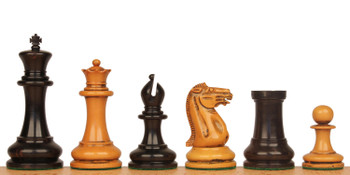 Image of ID 1239508856 1849 Heirloom Staunton Chess Set Ebony & Distressed Boxwood Pieces - 44" King