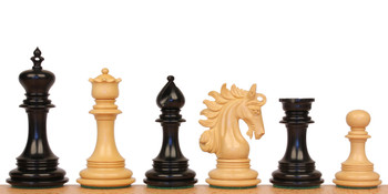 Image of ID 1243005415 Marengo Staunton Chess Set with Ebony & Boxwood Pieces - 425" King