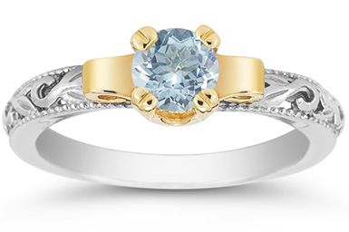 Image of ID 1247851102 Art Deco Aquamarine Engagament Ring 1/2 Carat