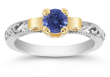 Image of ID 1247851216 Art Deco Sapphire Engagement Ring 1/2 Carat