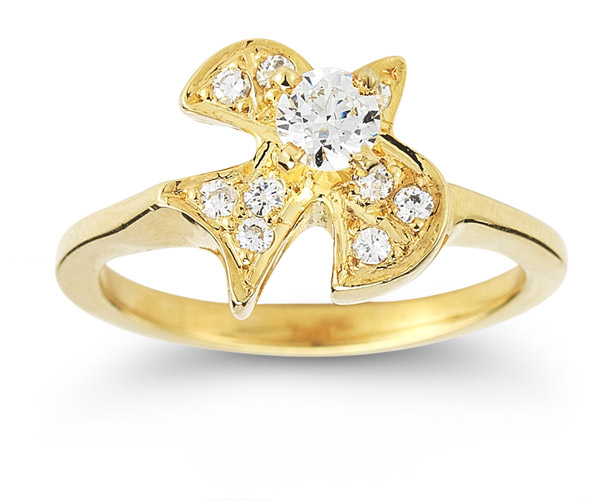 Image of ID 1247851534 Christian Dove Diamond Ring in 14K Yellow Gold