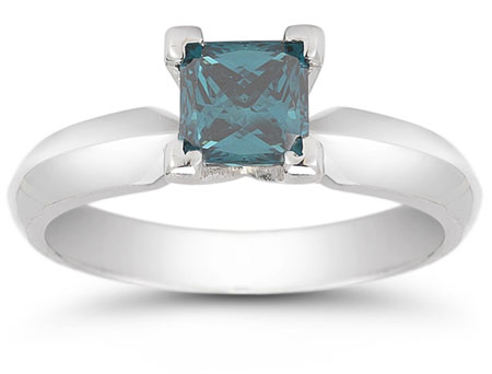 Image of ID 1247852078 025 Carat Princess Cut Blue Diamond Solitaire Ring