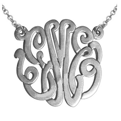 Image of ID 1247852507 White Gold Handmade Script Monogrammed Initials Necklace