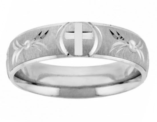 Image of ID 1247854067 Handcrafted Christian Cross Wedding Band Ring