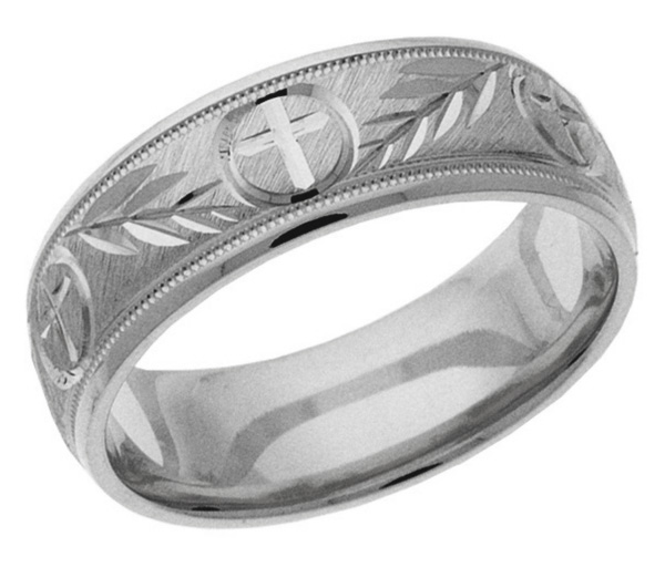 Image of ID 1247854155 Jerusalem Cross Wedding Band Ring in Platinum