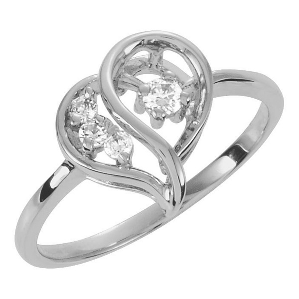 Image of ID 1247854384 3 and 1 Diamond and White Gold Heart Ring