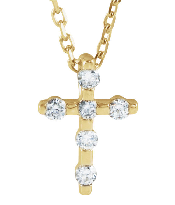 Image of ID 1247855406 Small 010 Carat Diamond Cross Necklace in 14K Gold