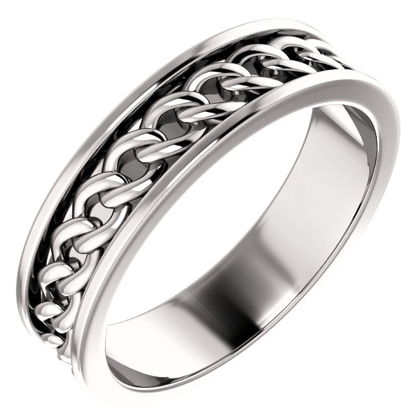 Image of ID 1247855816 Men's Platinum Link Chain Wedding Band Ring