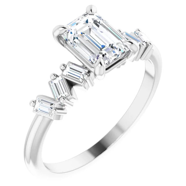 Image of ID 1247856302 1 Carat Center Emerald-Cut Claw-Prong Engagement Ring