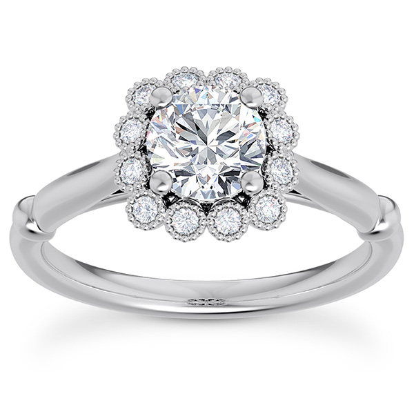 Image of ID 1247856683 115 Carat Diamond 12-Stone Halo Engagement Ring