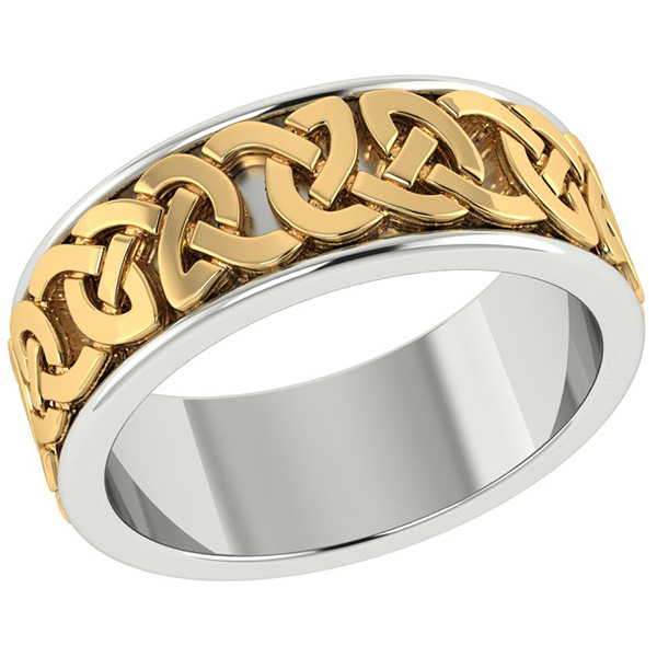 Image of ID 1247857395 Caedmon 18K Two-Tone Gold Celtic Wedding Band