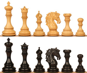 Image of ID 1252540259 Palomo Staunton Chess Set with Ebony & Boxwood Pieces - 44" King