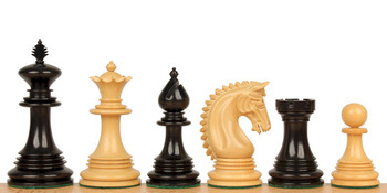 Image of ID 1257226075 Patton Staunton Chess Set with Ebony & Boxwood Pieces - 425" King