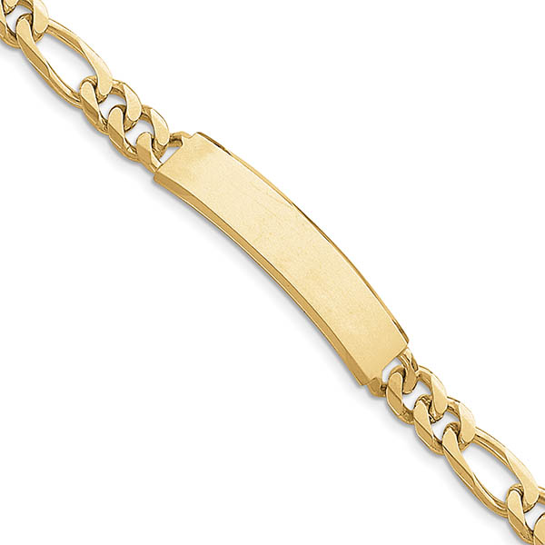 Image of ID 1260126236 men's 9mm 14k gold figaro link id bracelet