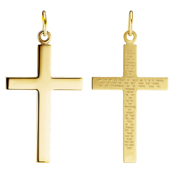 Image of ID 1273076153 14k gold cross pendant with the lord's prayer for men