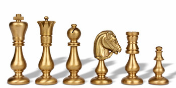 Image of ID 1282106038 Contemporary Staunton Solid Brass Chess Set with Tuscan Marble Chess Case