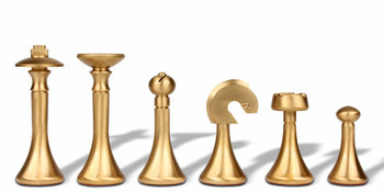 Image of ID 1282106042 Modern Solid Brass Chess Set with Alabaster & Wood Chess Case