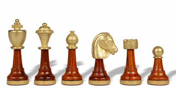 Image of ID 1282106101 Italian Arabesque Staunton Metal & Wood Chess Set with Alabaster & Wood Chess Case