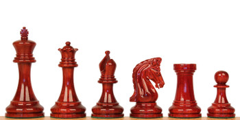 Image of ID 1283995739 Imperial Staunton Chess Set Padauk & Boxwood Pieces with Mission Craft Padauk Maple Board - 375" King