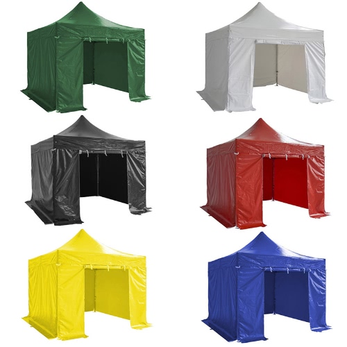 Image of ID 1300850083 Folding Tent PRO Series 50mm Aluminium Structure + 4 Sides PVC 520g/m2 Tarpaulin 3x3m for Professional Needs or Daily Use Black