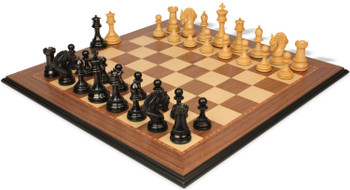 Image of ID 1329134586 Hengroen Staunton Chess Set Ebony & Boxwood Pieces with Walnut Molded Board - 46" King