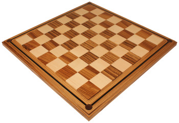 Image of ID 1357926920 Mission Craft Zebrawood & Maple with Ebony Inlay Solid Wood Chess Board - 25" Squares