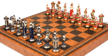 Image of ID 1358781881 Mary Stuart Queen of Scots Hand Painted Theme Metal Chess Set with Faux Leather Chess Board & Storage Tray