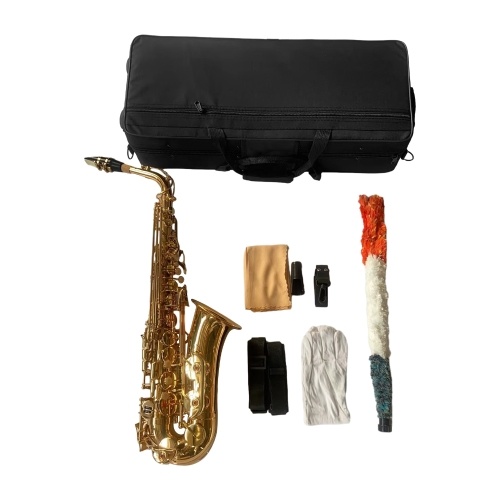 Image of ID 1360780716 Golden Eb Alto Saxophone Sax Brass Body White Shell Keys Woodwind Instrument