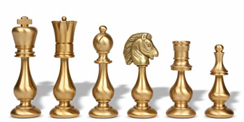 Image of ID 1374426480 Large Contemporary Staunton Solid Brass Chess Set with Elm Burl Chess Case