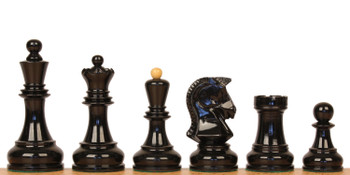 Image of ID 1375710388 Dubrovnik Series Chess Set Ebonized & Boxwood Pieces with Black & Ash Burl Board & Box - 39" King