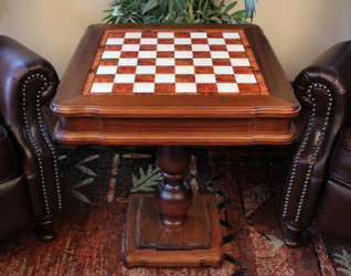 Image of ID 1376432195 Italfama Tilia Wood Chess Table with Elm Burl & Erable Chess Board