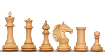 Image of ID 1377679228 Copenhagen Staunton Chess Set Ebony & Boxwood with Black & Ash Burl Board - 45" King